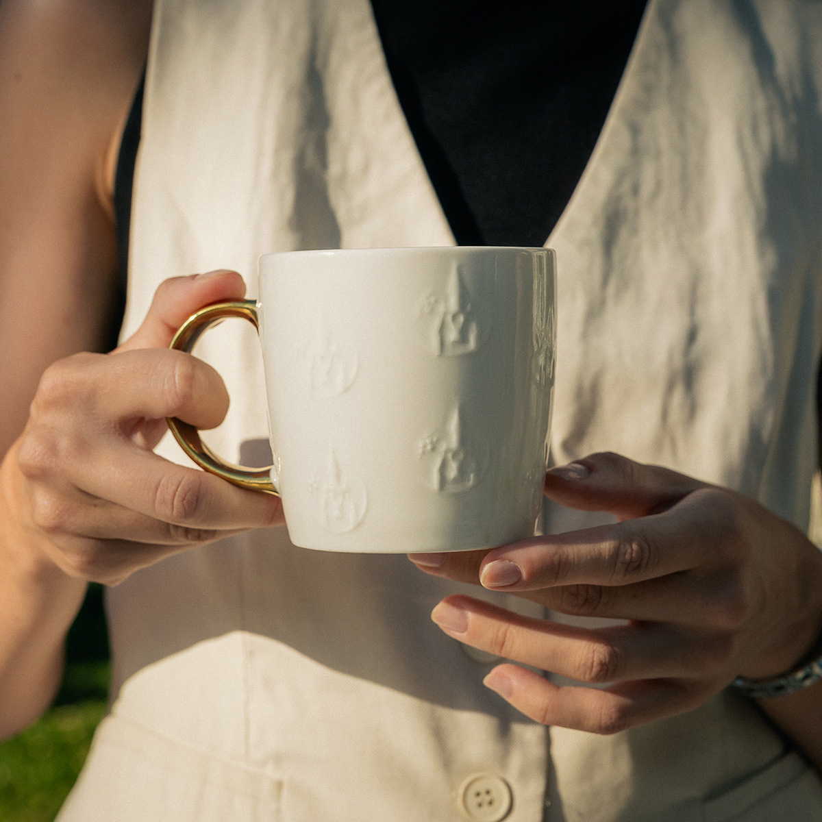 The Land of Legends Ceramic Mug - Gold Handle