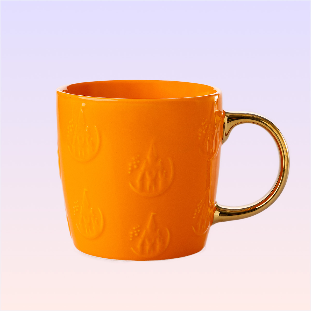 The Land of Legends Orange Ceramic Mug  - Gold Handle